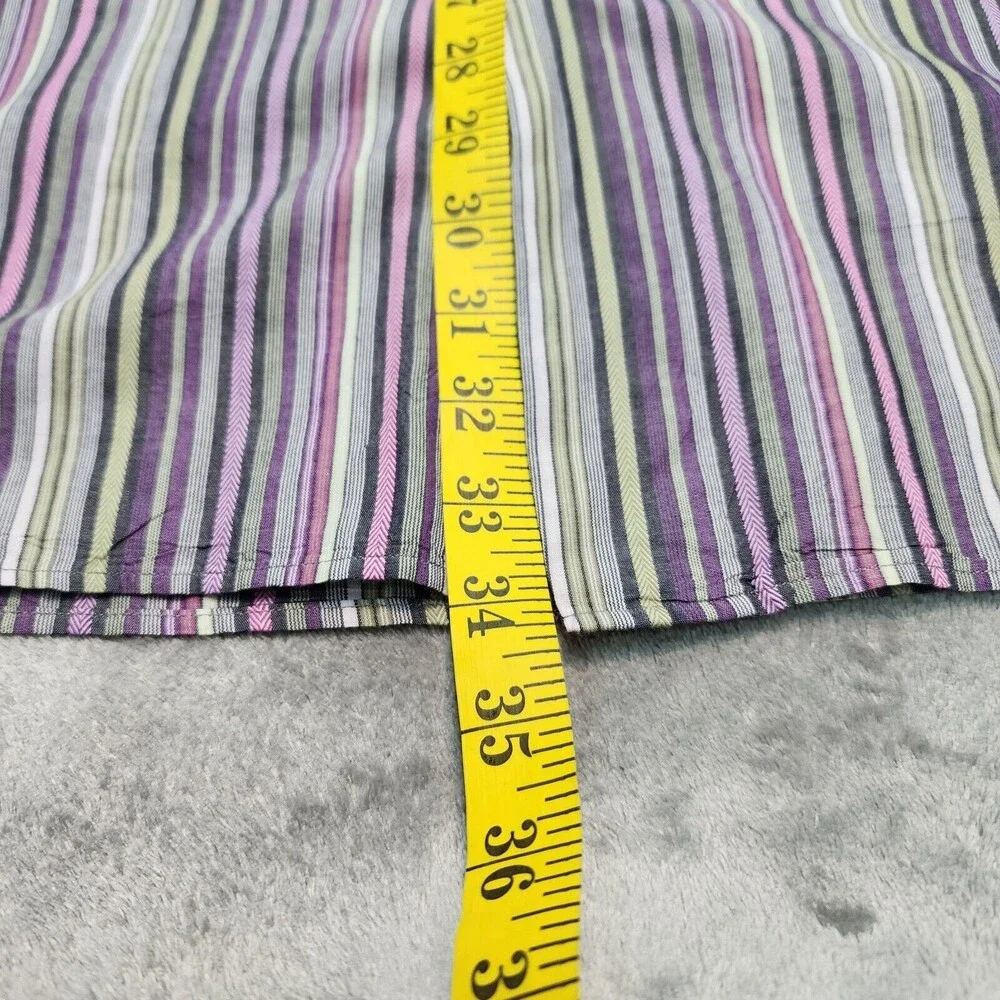 Alan Flusser Men's Dress Shirt Multicolor Striped Long Sleeve Purple Size 2XL